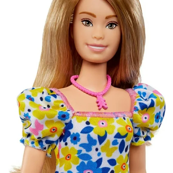 Barbie Blonde Hair Blue & Pink Floral Sundress National Down Syndrome - Picture 2 of 4